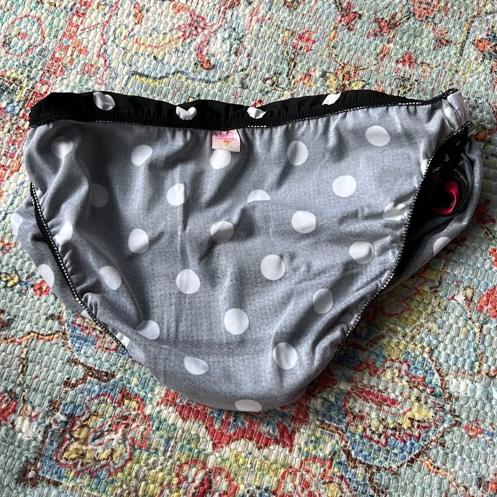 VENUS Marilyn Polka Dot Bikini Bottom Black & White Pink Size 12 - Picture 7 of 10